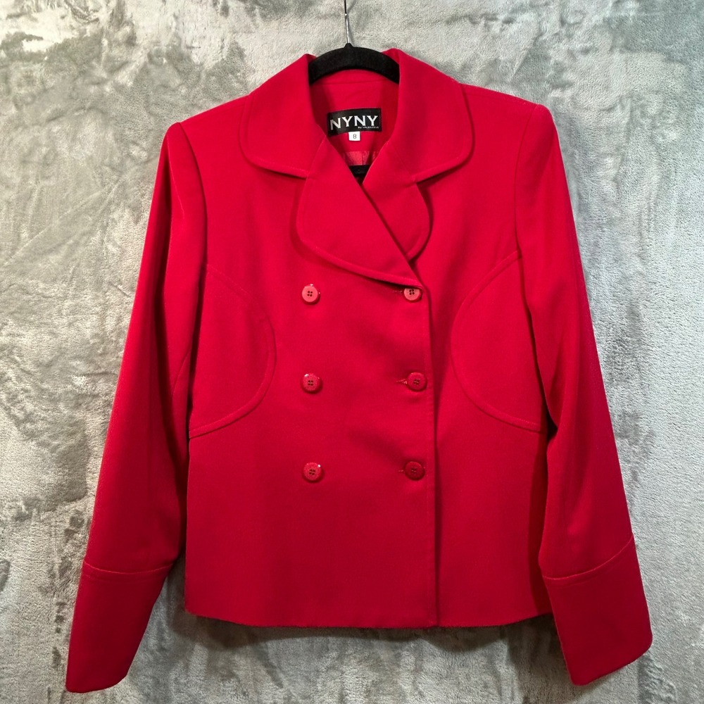NYNY by Valentine‎ Red Double Breasted Blazer Jacket Women Size 8 Made in USA
